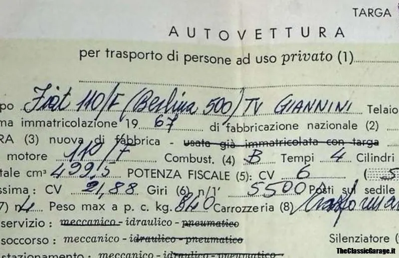 Fiat 500 Giannini TV base F - Asi 39