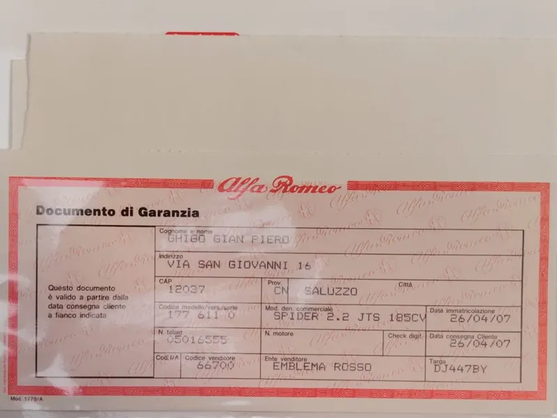 Alfa Romeo 939 Spider 2.00 Jts 185 Cv Twin Spark 83