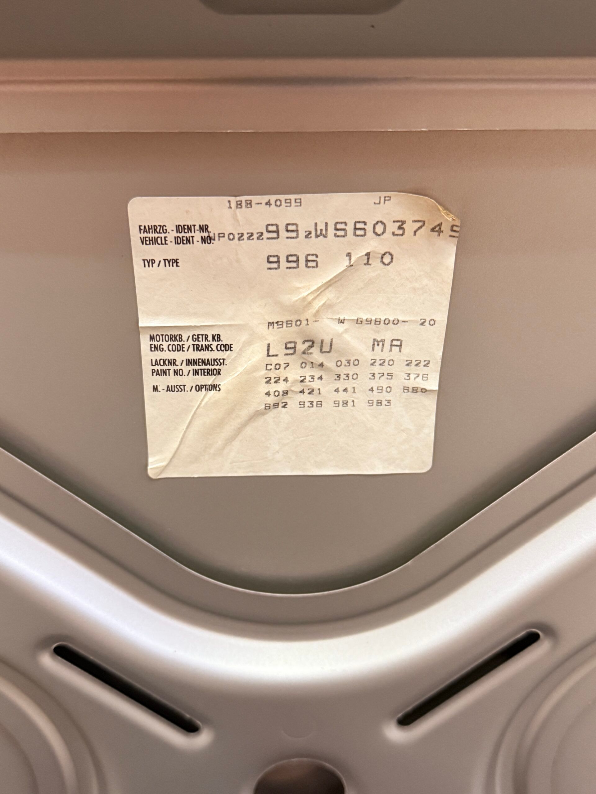 Porsche 996, IMMATRICOLATO NEL 1998 ISCRITTA ASI CON CRS A LIBRETTO. 149