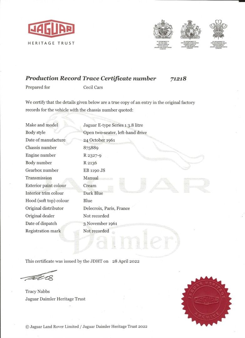 Jaguar Type E planchers plats 48