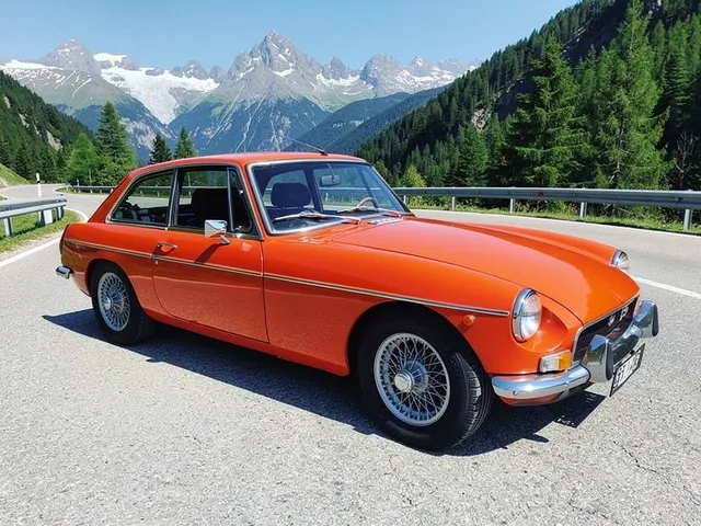 MG B GT 1972 Arancione Auto Storica con CRS, 1972