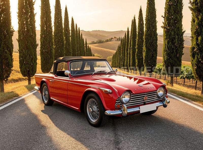 1966 Triumph TR4A IRS Rosso Interni Pelle Nera 1966 Guida a